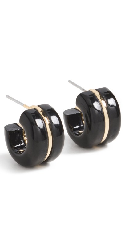 SHASHI Ronny Huggie Earrings Noir