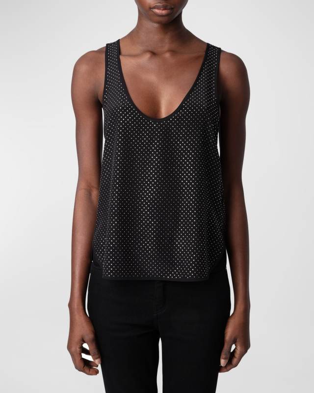 Carys Crystal Silk Tank Top