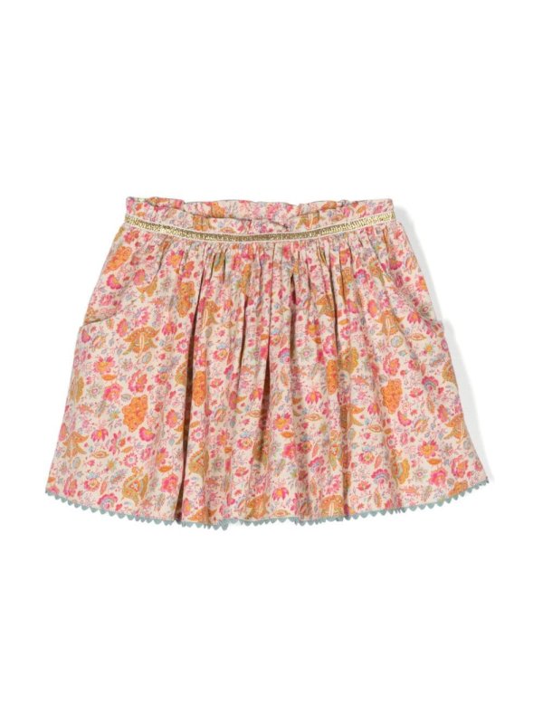 floral-pattern cotton miniskirt