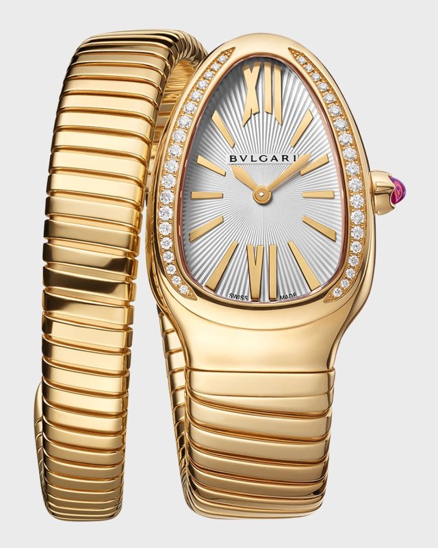 Serpenti 35mm 18K Yellow Gold Diamond Watch, Size Small
