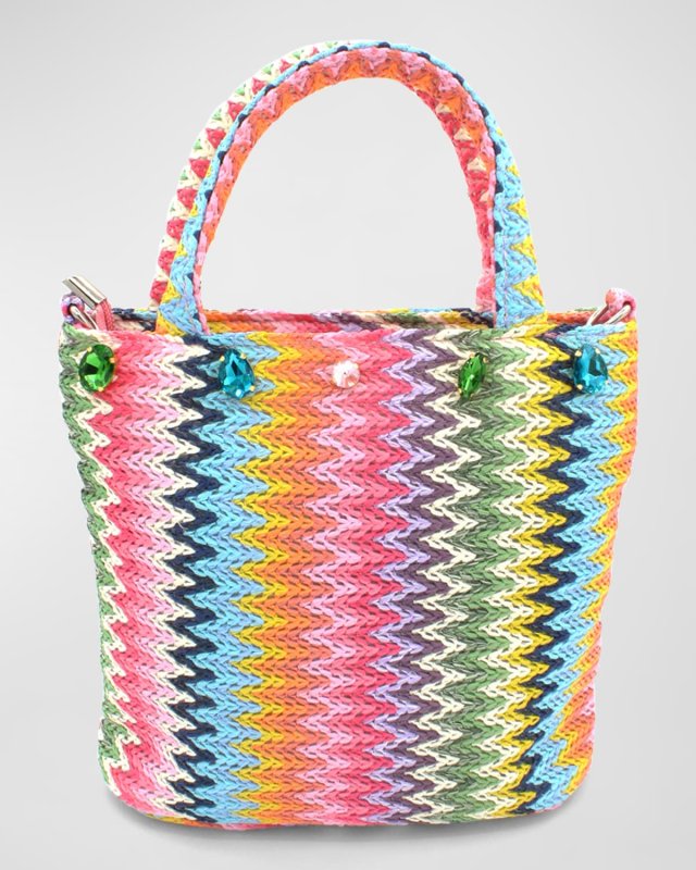 Girl's Rainbow Raffia Bag