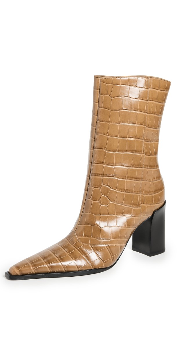Schutz Raffaela Croco Booties Pistachio