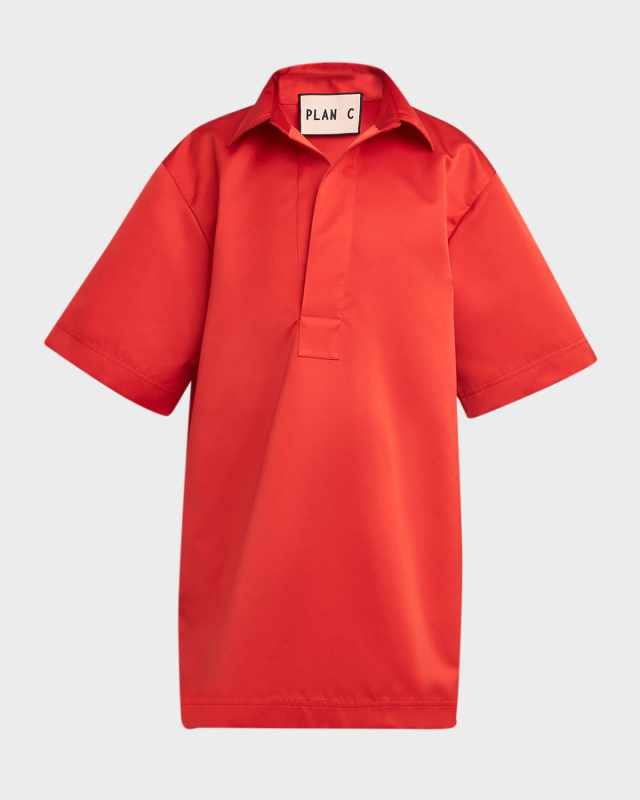 Short-Sleeve Shift Mini Shirtdress