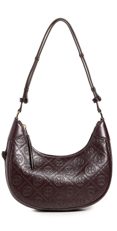 Tory Burch T Monogram Leather Crescent Bag Albarossa