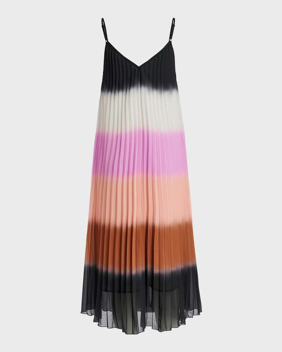 Gaskur Gradient Pleated Midi Slip Dress