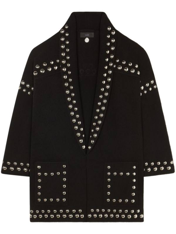 stud-embellished virgin-wool cardigan