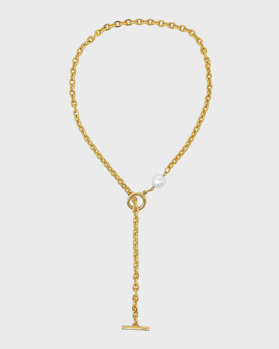 Chain Necklace with Pearly Glass