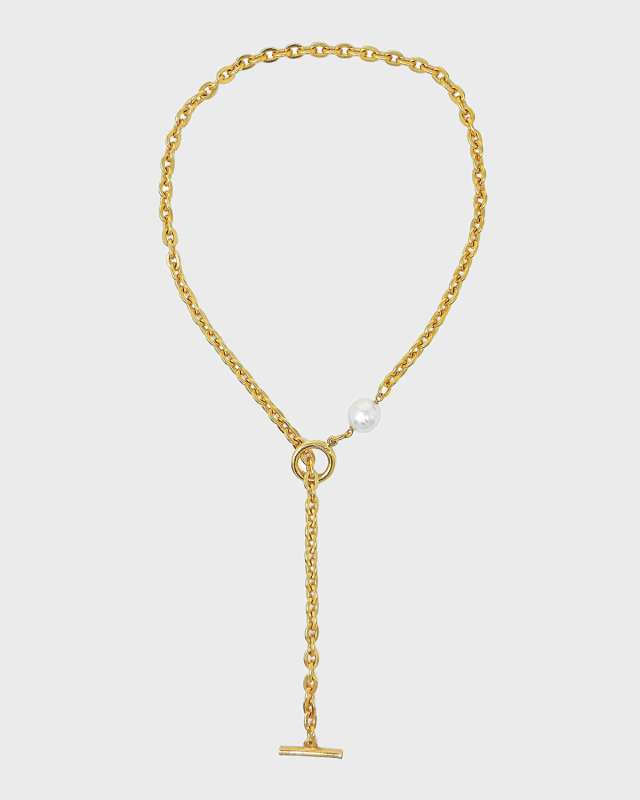 Chain Necklace with Pearly Glass