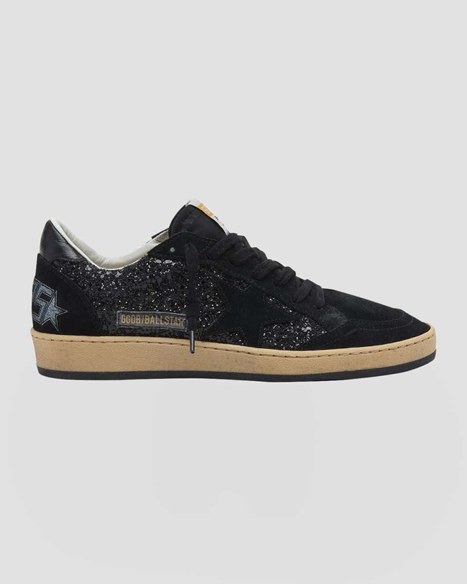 Ball Star Glitter and Suede Low-Top Sneakers