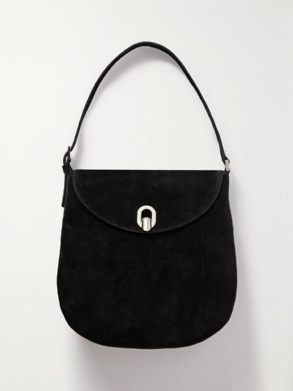 SAVETTE Tondo large suede shoulder bag