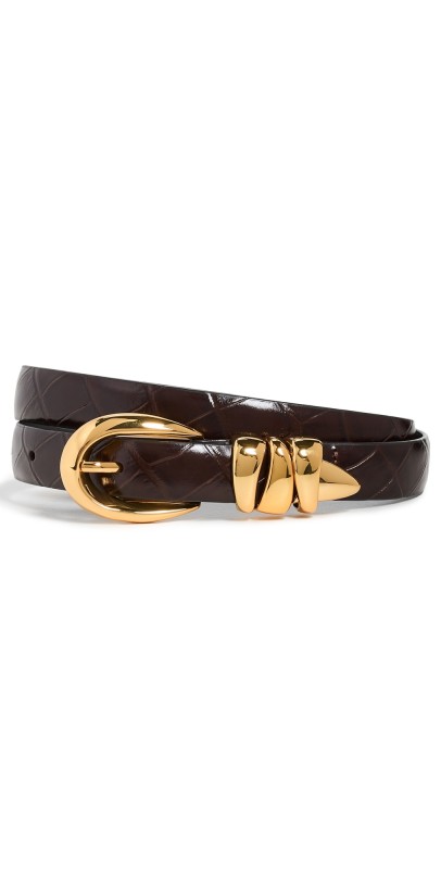 Madewell Triple Keeper Croco Belt Chocolate Raisin