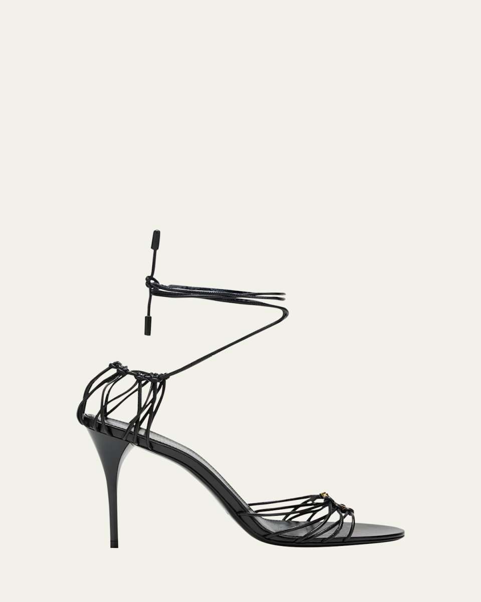Jota Strappy YSL Ankle-Wrap Sandals