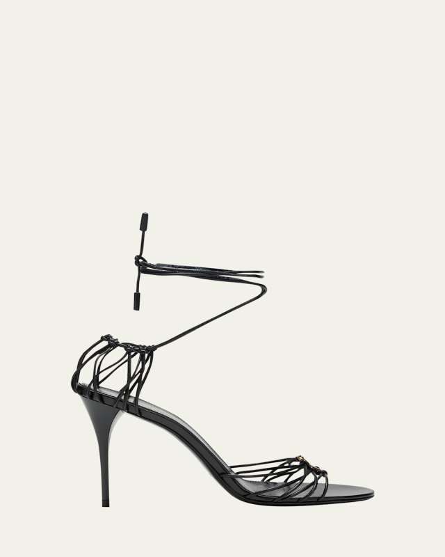 Jota Strappy YSL Ankle-Wrap Sandals