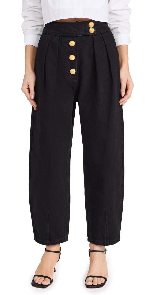 English Factory Cropped Denim Trousers Black
