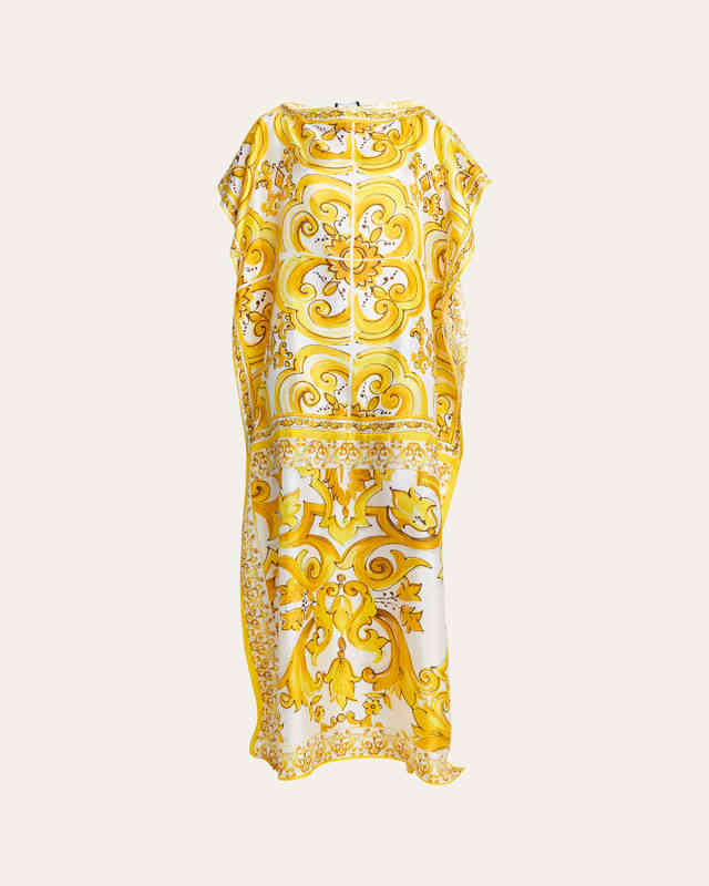 Maiolica Silk Twill Kaftan Coverup
