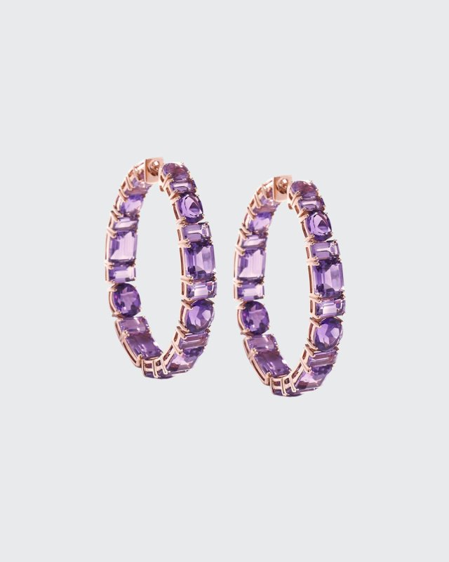 Mosaico di Luce Passegiata Hoop Earrings with Amethyst