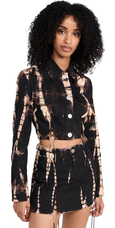 Dion Lee V-Wire Crop Denim Jacket Black Multi