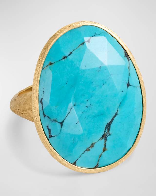 18K Yellow Gold Statement Ring with Turquoise, Size