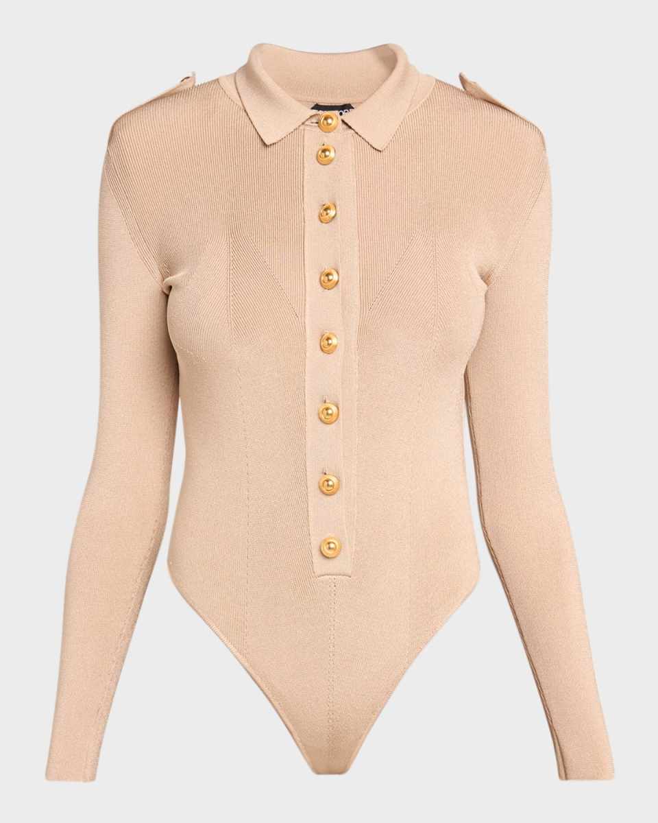 Button-Front Polo Bodysuit
