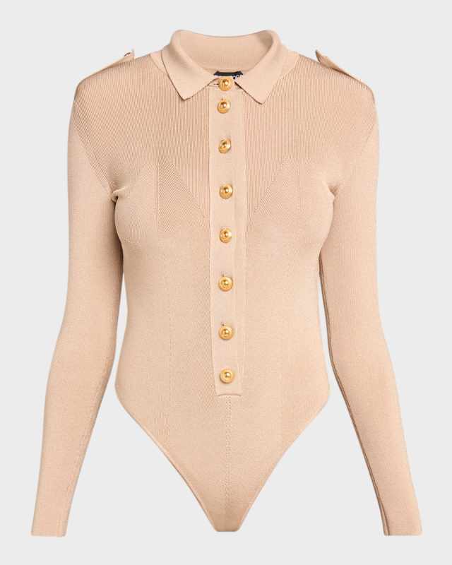 Button-Front Polo Bodysuit