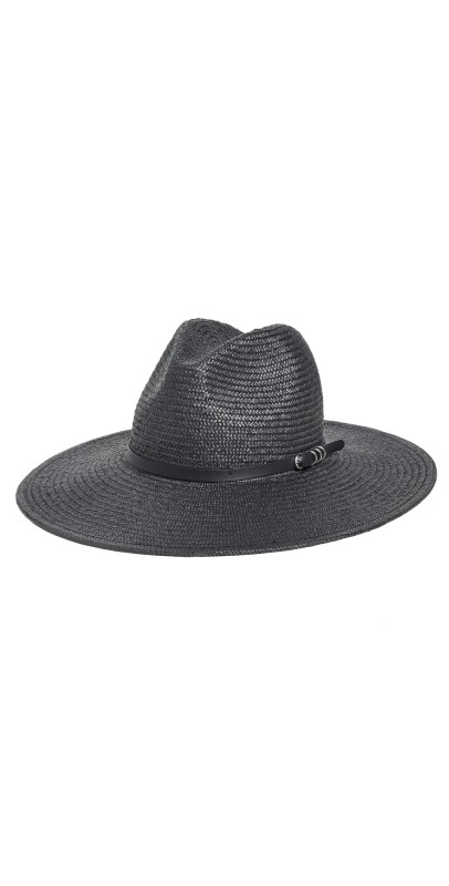 rag & bone Spire Wide Brim Straw Fedora Black