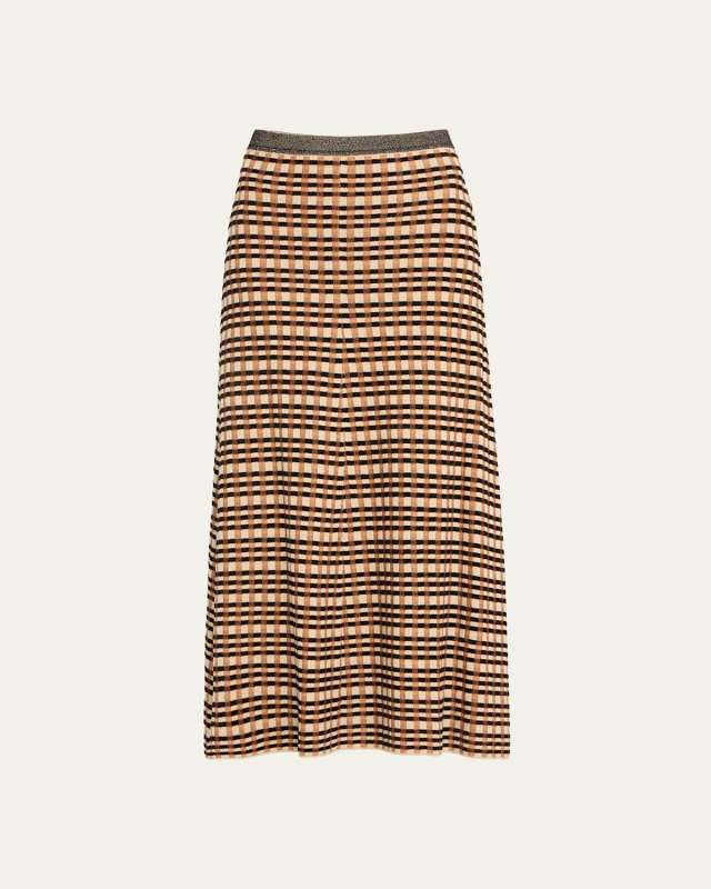 Amal Check Knit Maxi Skirt