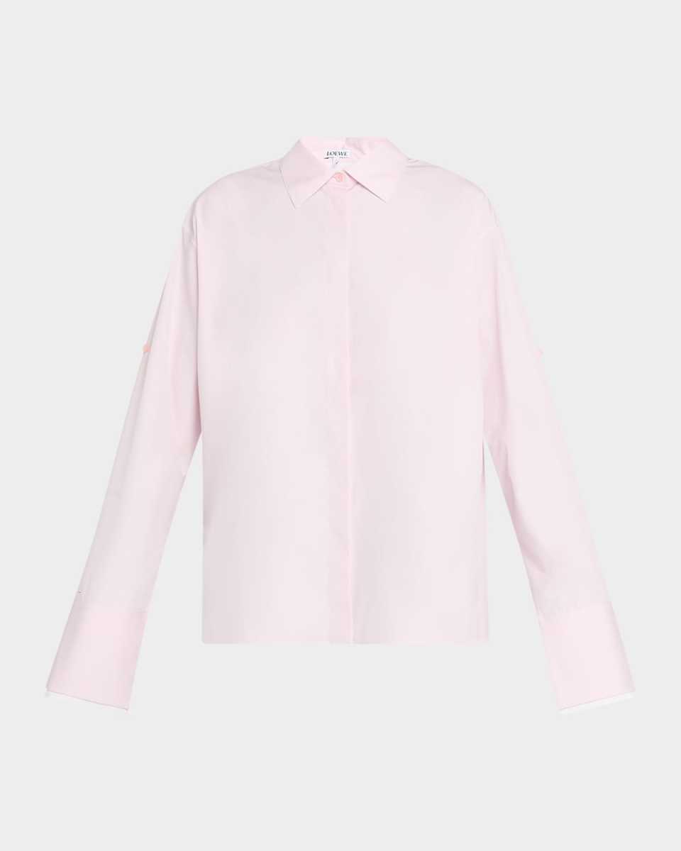 Button-Front Shirt with Turned Up Sleeves