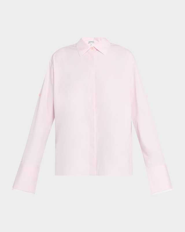 Button-Front Shirt with Turned Up Sleeves