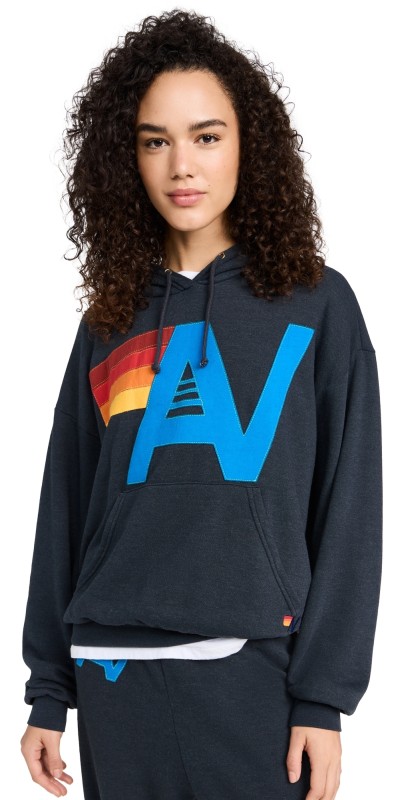 Aviator Nation Logo Stitch Pullover Hoodie Charcoal