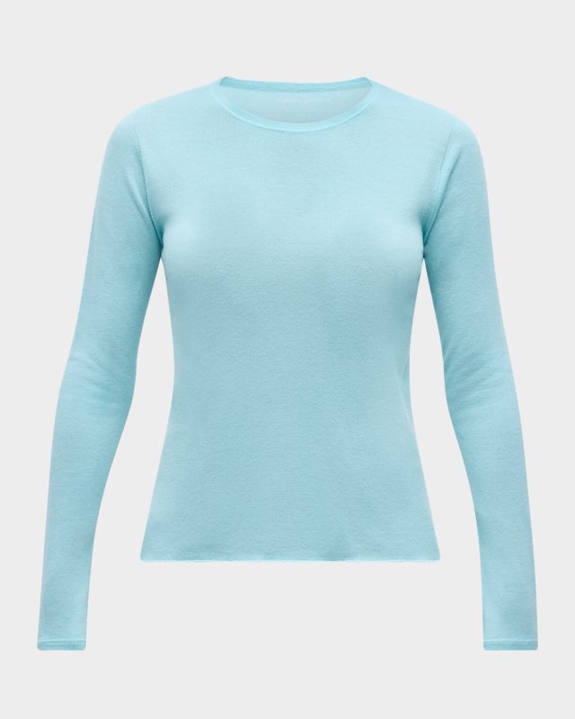 Machine Washable Cashmere Long-Sleeve Crewneck Pullover