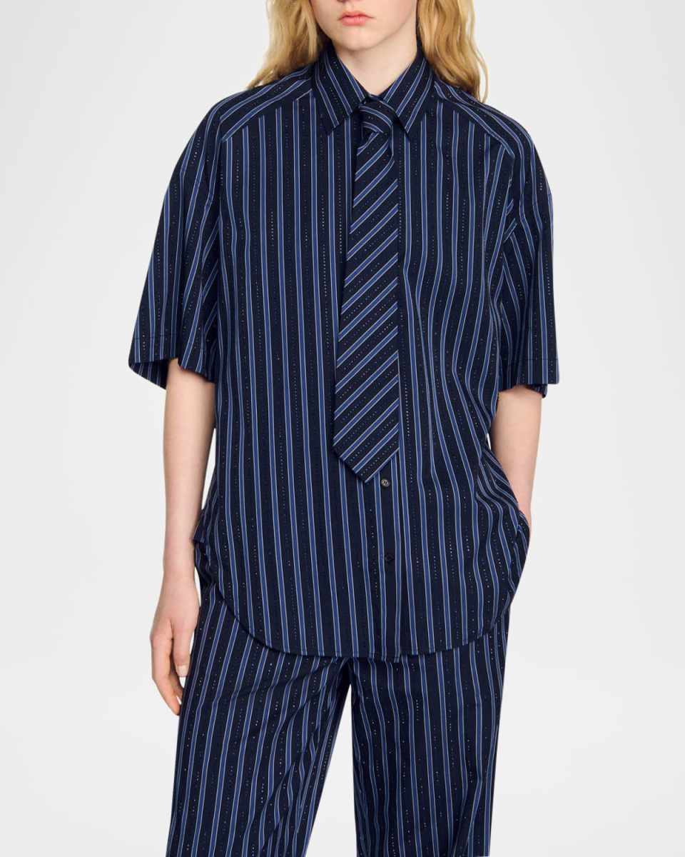 Midnight Embellished Striped Shirt