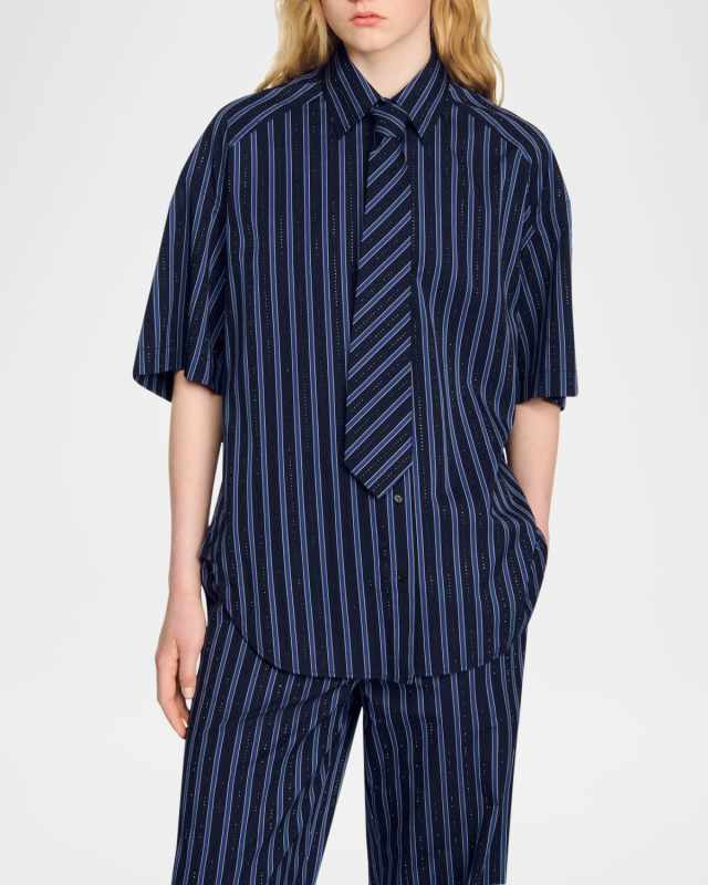 Midnight Embellished Striped Shirt