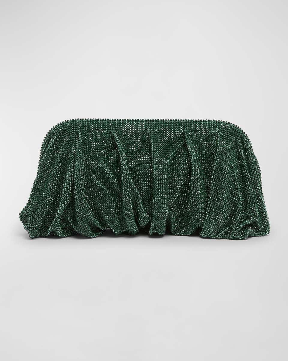 Venus La Grande Ruched Crystal Mesh Clutch Bag