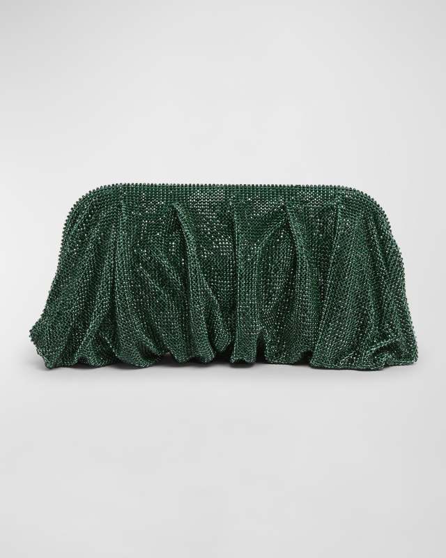 Venus La Grande Ruched Crystal Mesh Clutch Bag