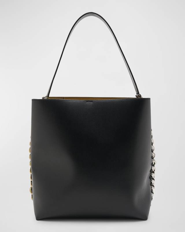 Two-Tone Chain Vegan Leather Tote Bag