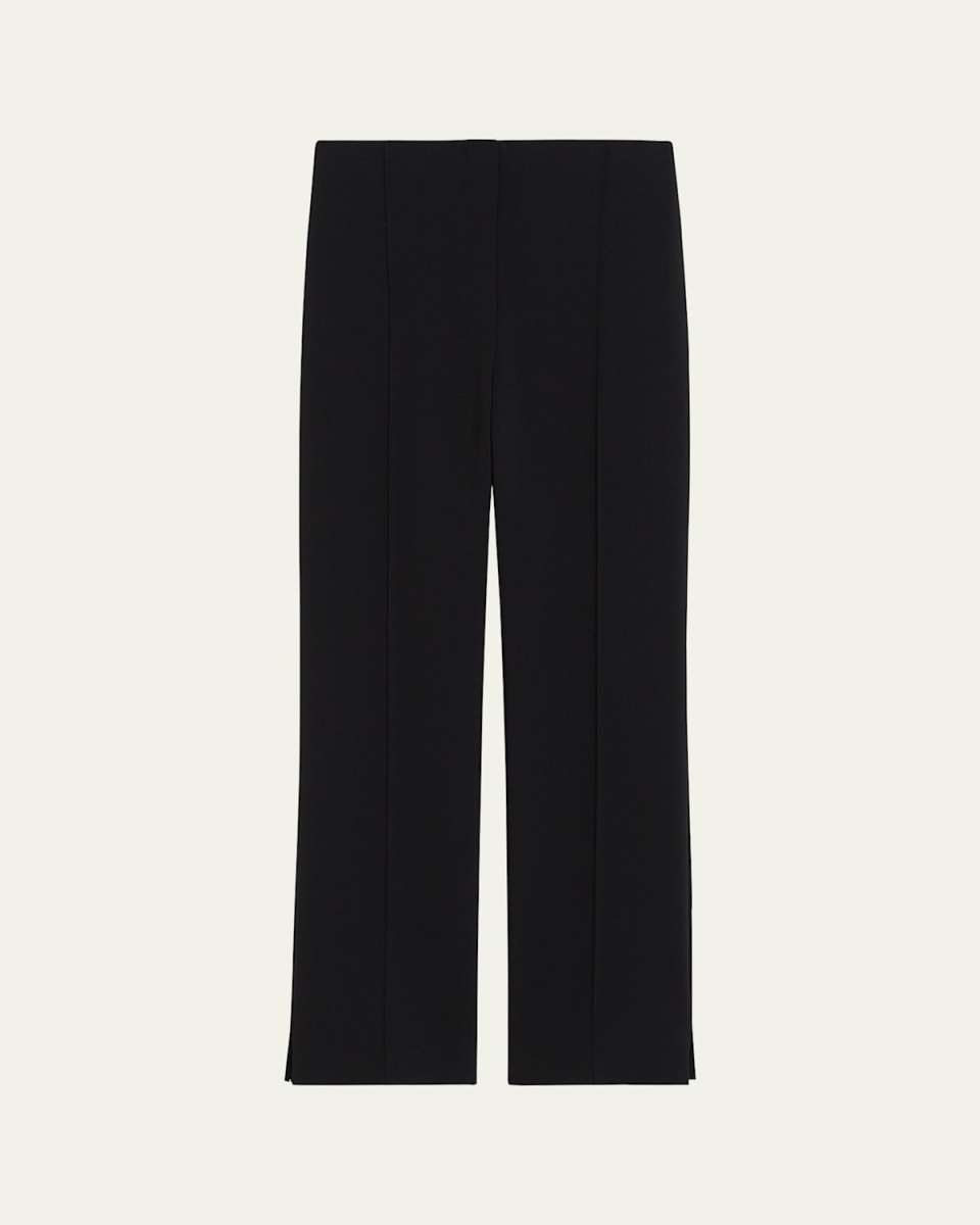 Pintuck Straight-Leg Tailored Crepe Pants