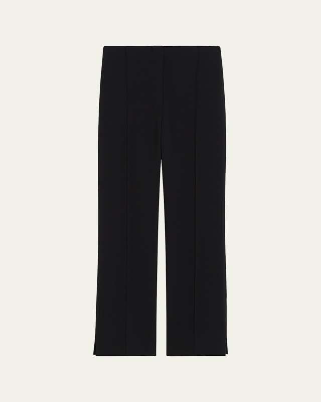 Pintuck Straight-Leg Tailored Crepe Pants