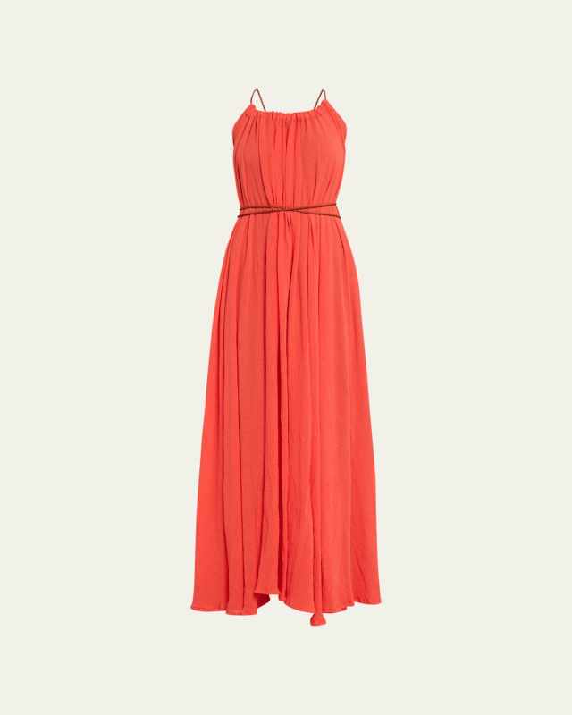 Allin Maxi Dress With Braided Leather Accents
