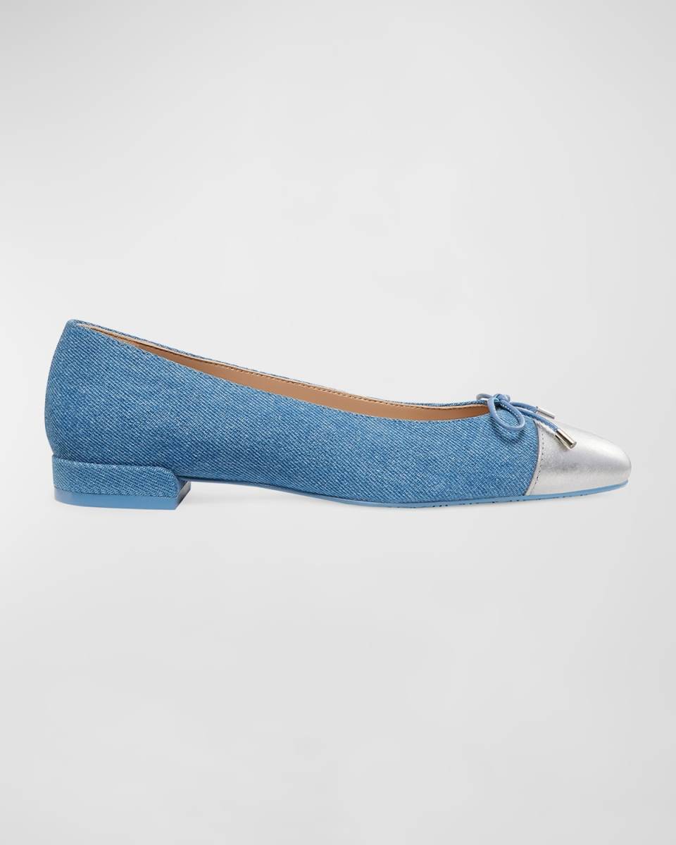 Sleek Bicolor Bow Ballerina Flats