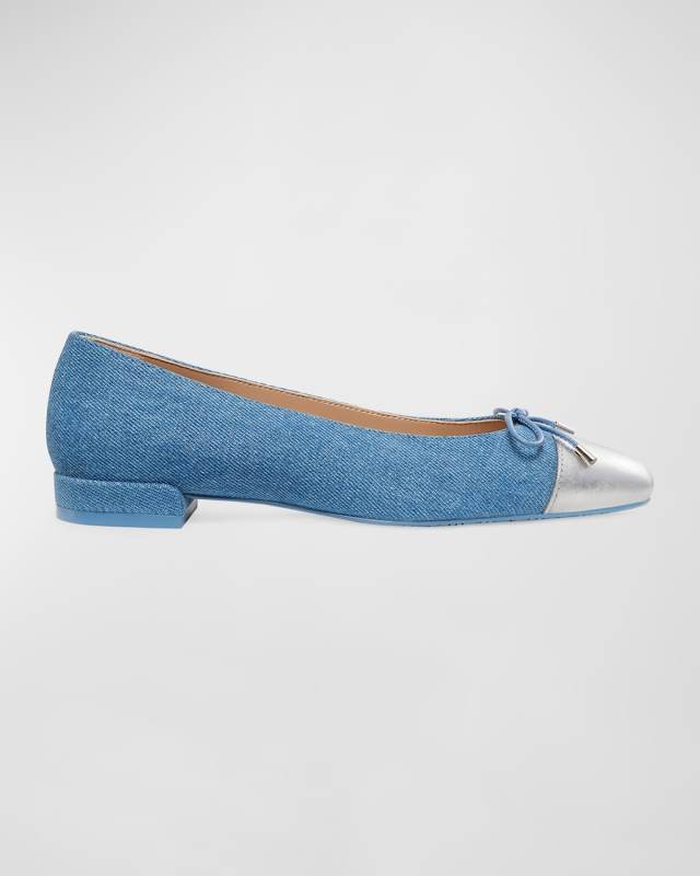 Sleek Bicolor Bow Ballerina Flats