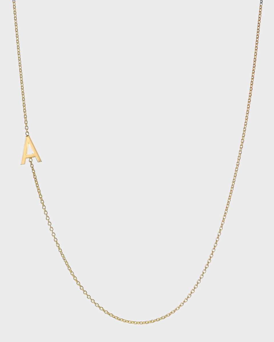 14k Yellow Gold Personalized Asymmetric Initial Necklace