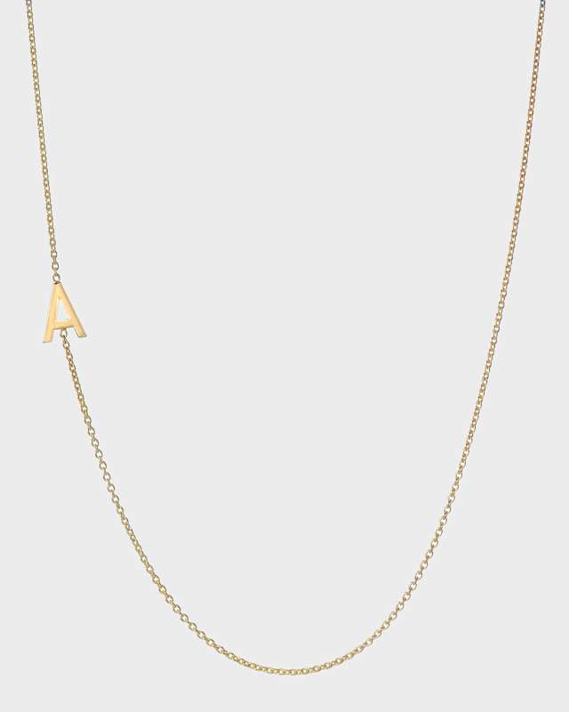 14k Yellow Gold Personalized Asymmetric Initial Necklace
