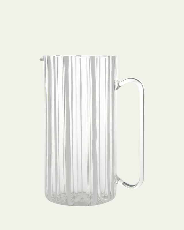 Ribbed Tall Straight Glass Pitcher, White