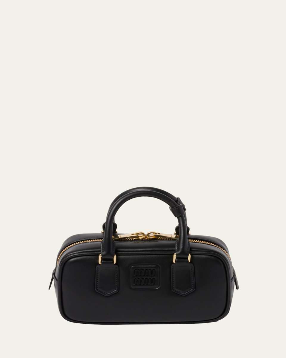 Padded Leather Top-Handle Bag