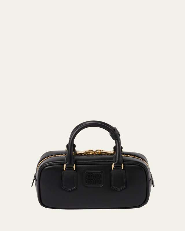 Padded Leather Top-Handle Bag