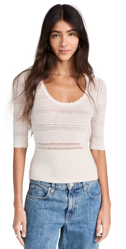 Sea Syble Pointelle Sweater Cream