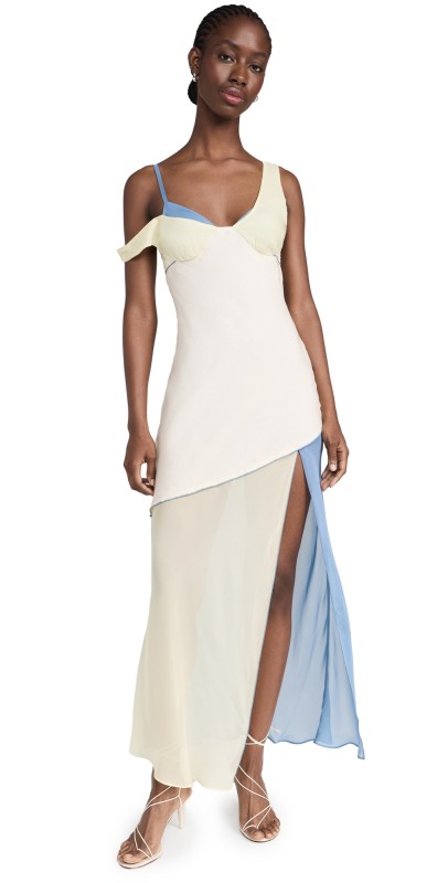SIR. Thames Splice Midi Dress Ecru Multi