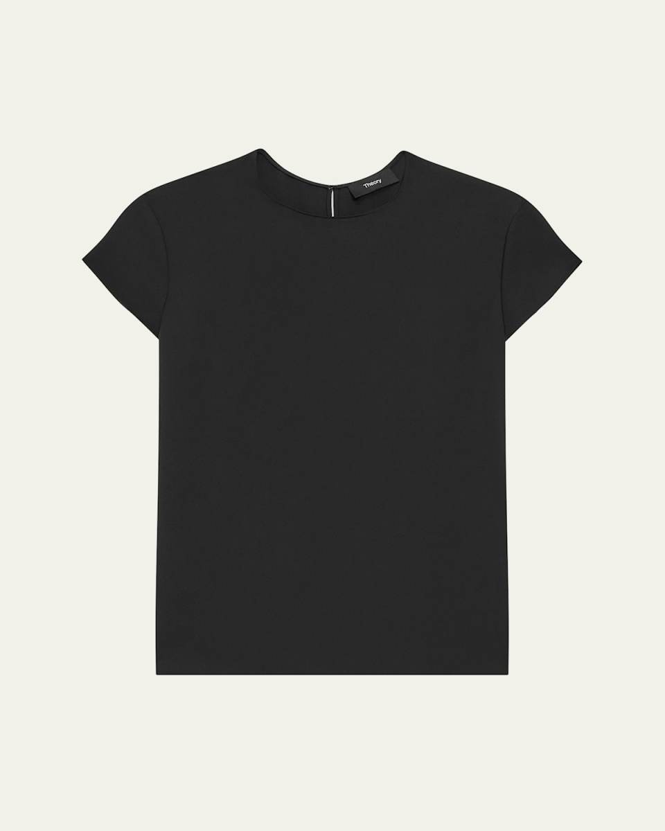 Cap-Sleeve Silk Georgette Top
