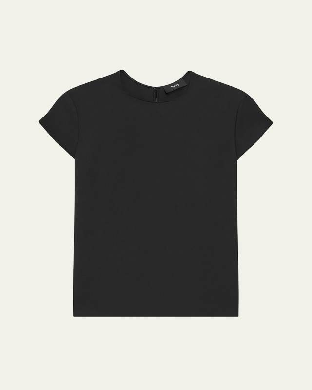Cap-Sleeve Silk Georgette Top