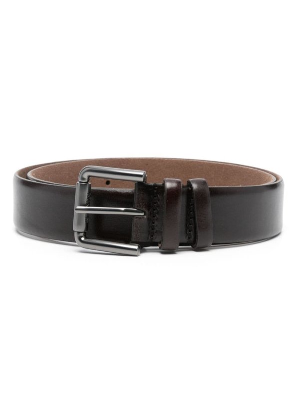 grained leather belt